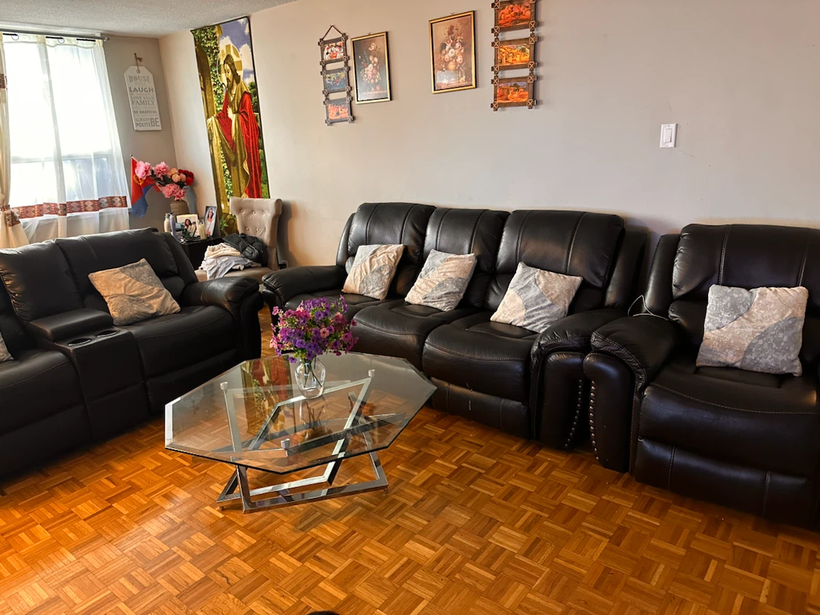 Black Leather Reclining Sofa Set - photo 5