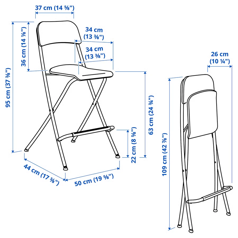 IKEA White Folding Bar Stool - photo 3