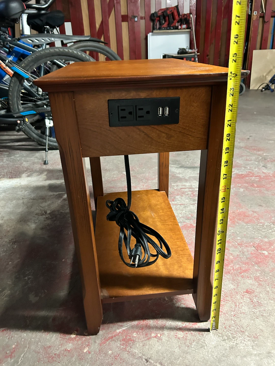 Wood End Table with Power Outlets - photo 4