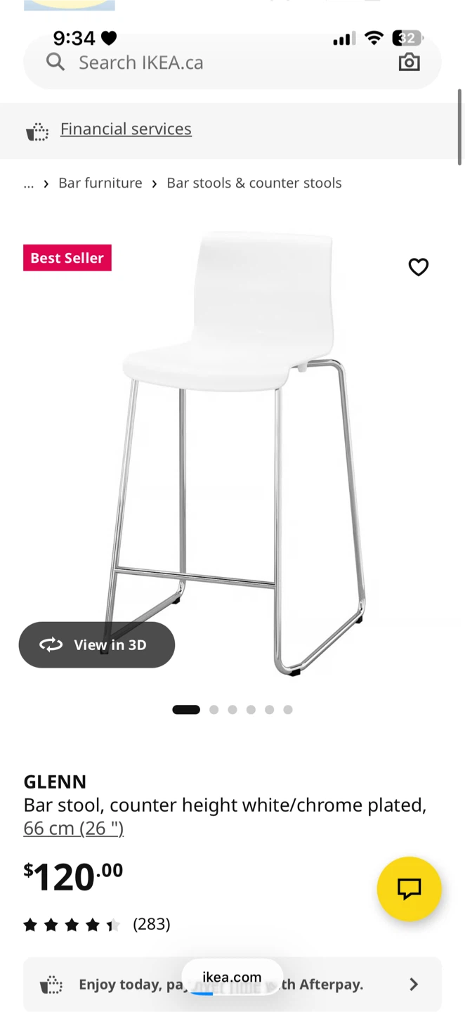 IKEA GLENN Bar Stool - White/Chrome Plated