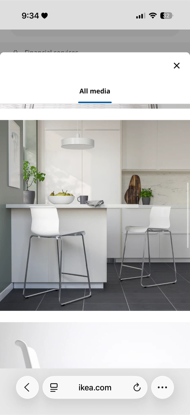 IKEA GLENN Bar Stool - White/Chrome Plated - photo 2