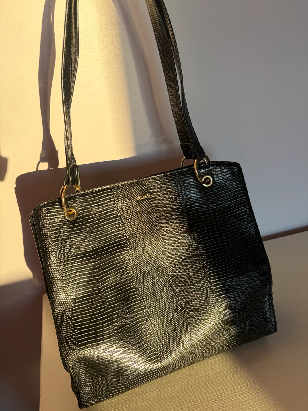 ALDO Black Embossed Tote Bag