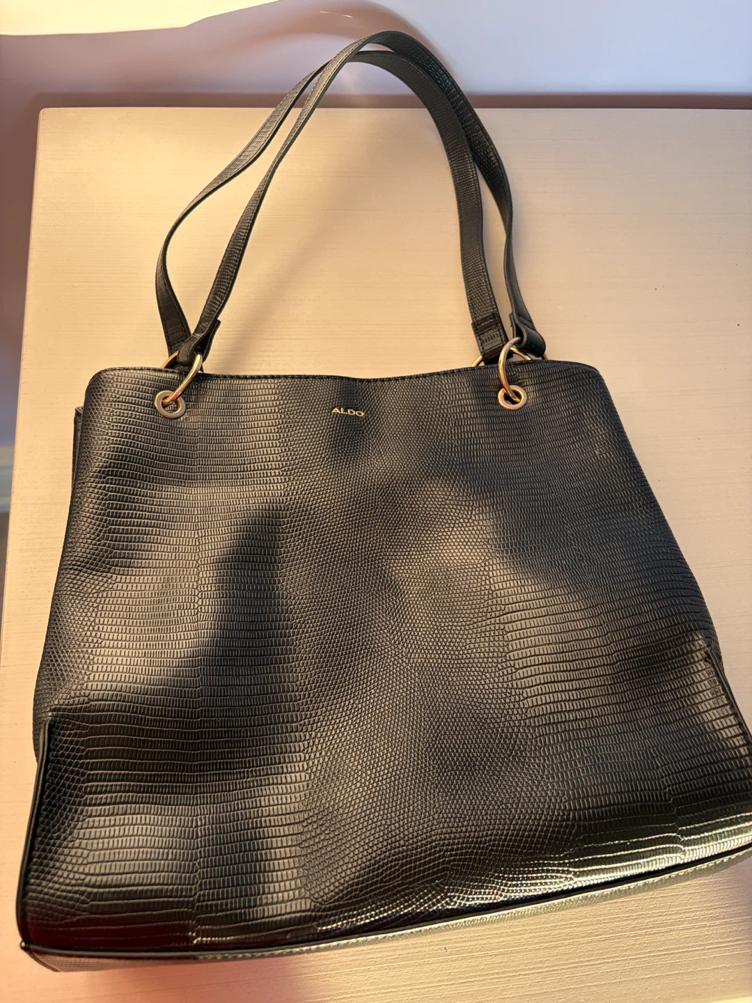 ALDO Black Embossed Tote Bag - photo 2