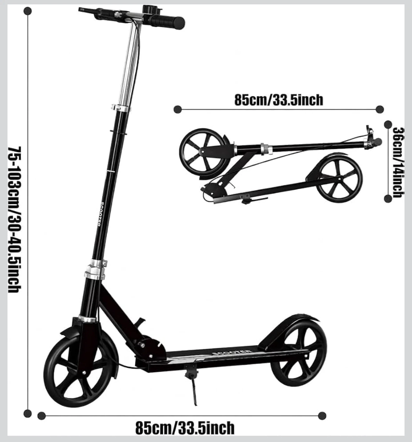 Black Scooter - Height Adjustable