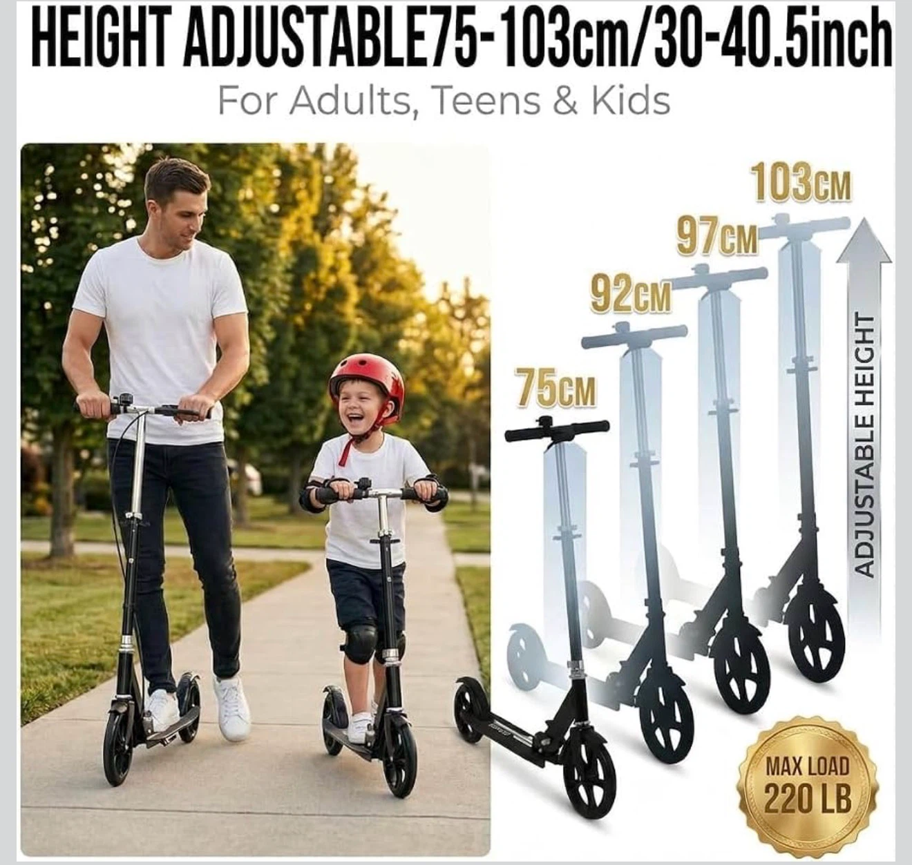Black Scooter - Height Adjustable - photo 2