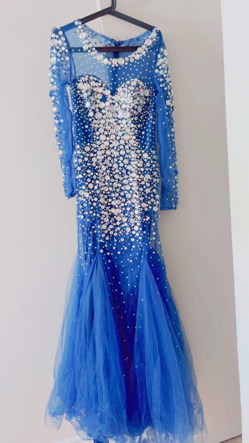 Sparkly Blue Ballroom Dance Dress - photo 2