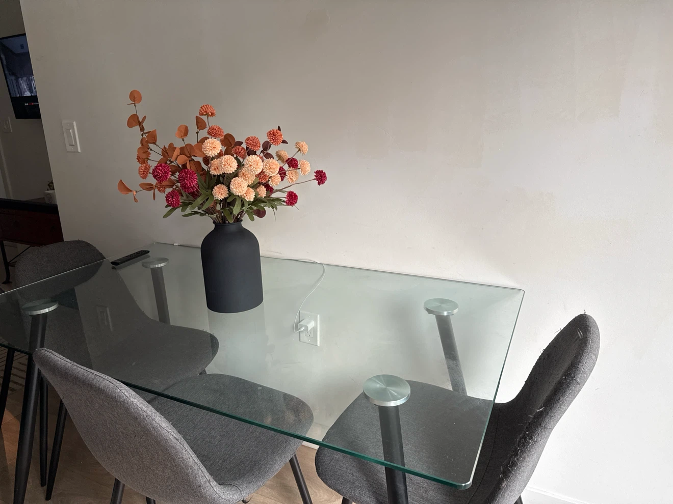 Glass Dining Table with 4 Chairs