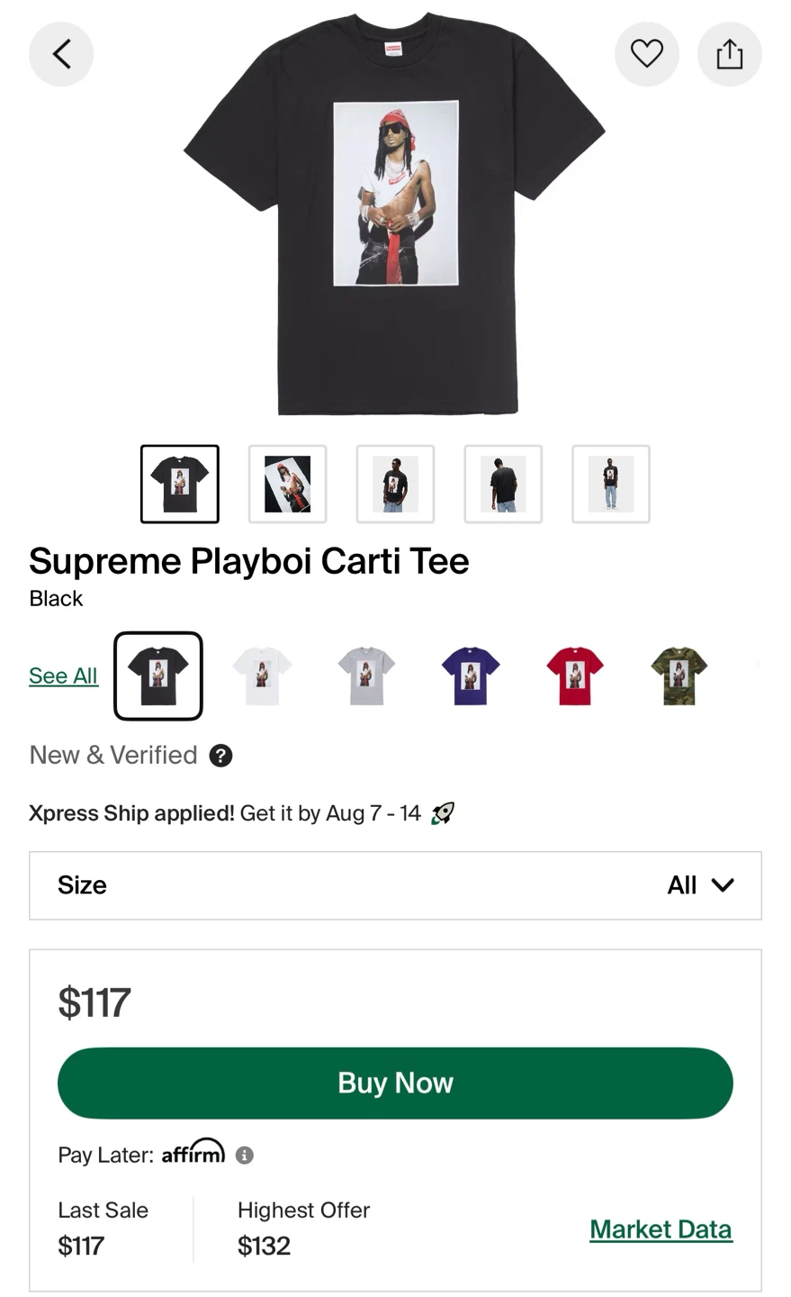 Playboi Carti Supreme T-Shirt (Brand new with tags) - photo 3