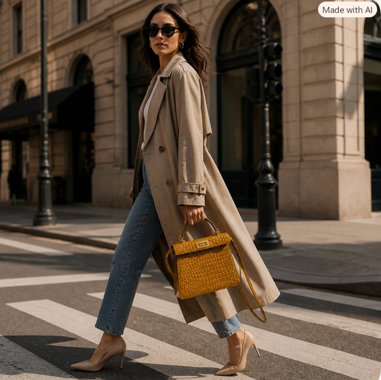 Chic Mustard Yellow Croc-Embossed Top-Handle Handbag & Crossbody - photo 2