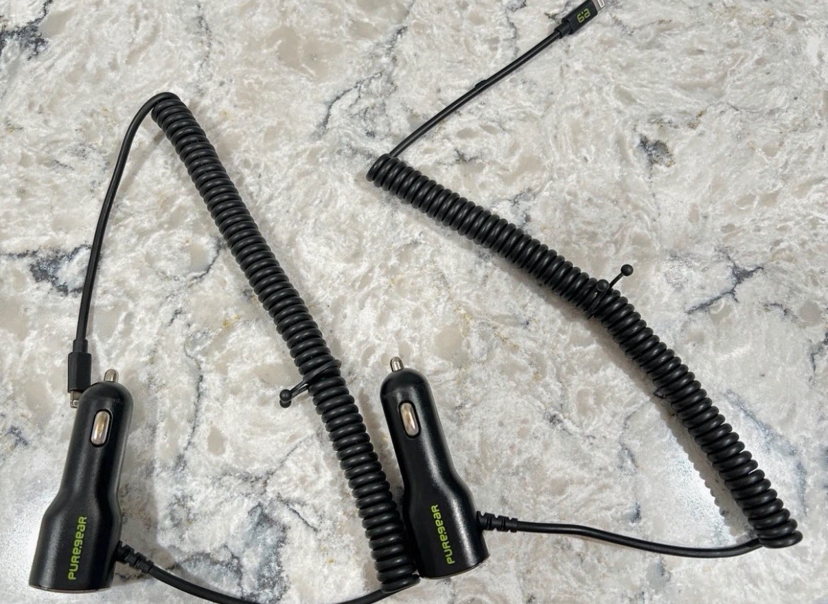 12V iPhone Charging Cord with Additional USB Port in Plug