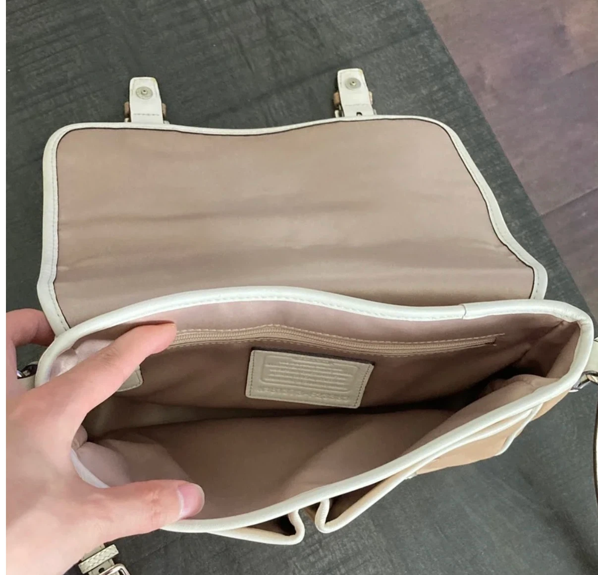 Coach Colourblock Leather Crossbody Bag - Tan/Coral - photo 5