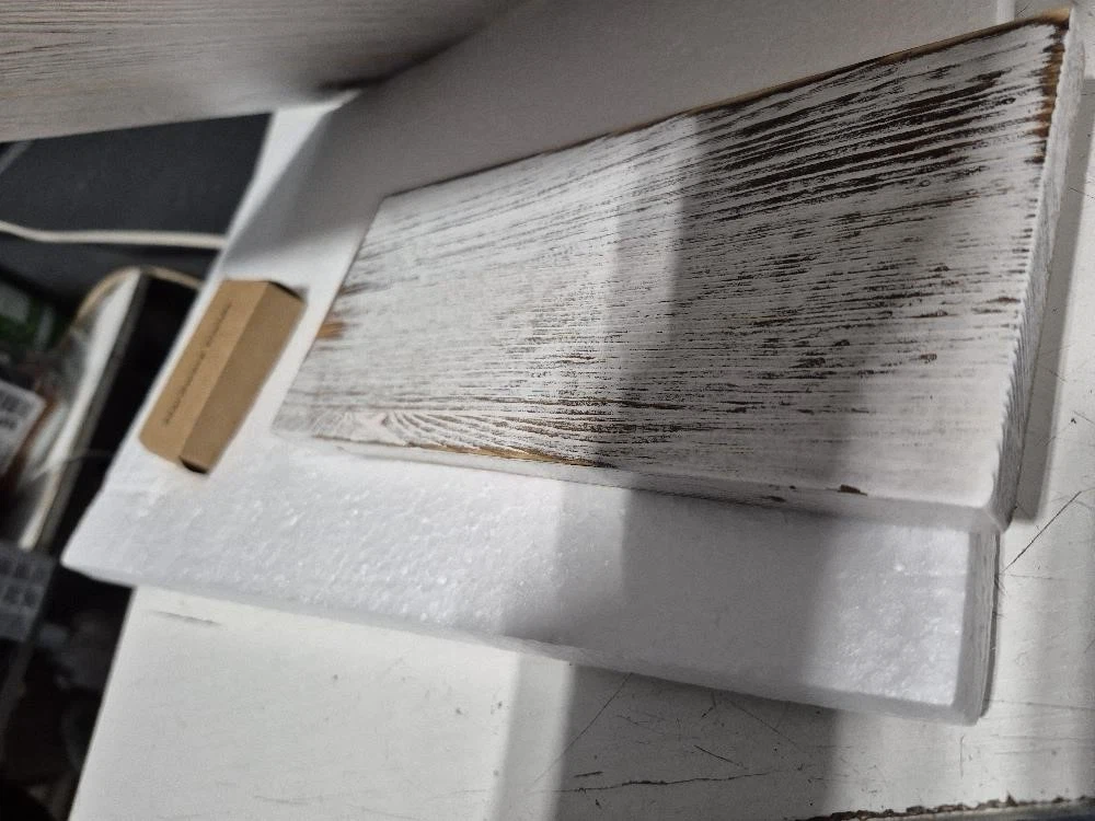 Rustic White Wood Wall Shelf with Hooks - photo 5
