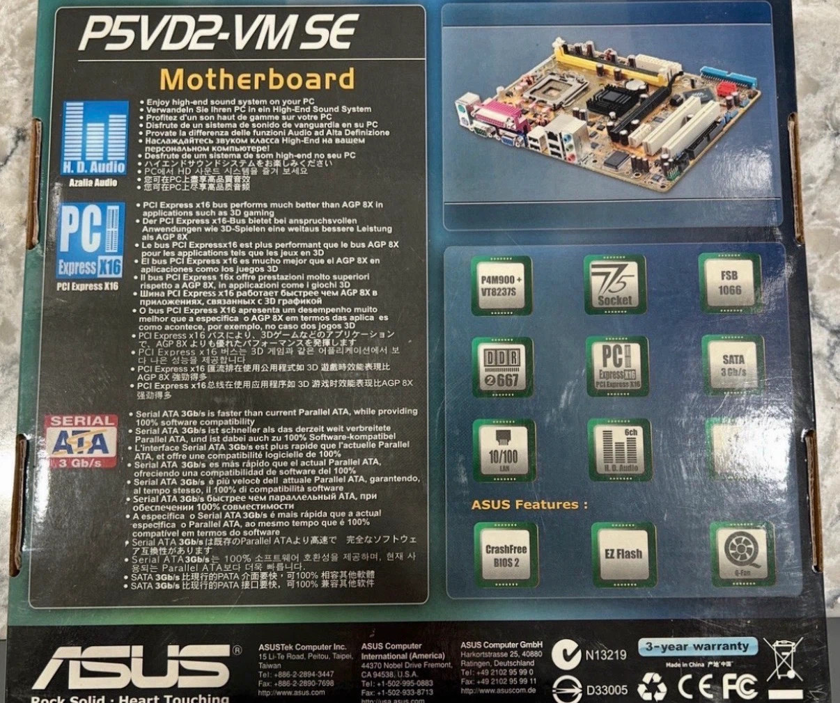 ASUS P5VD2-VM SE LGA775 Motherboard NEW in Box w/ I/O Shield - photo 2