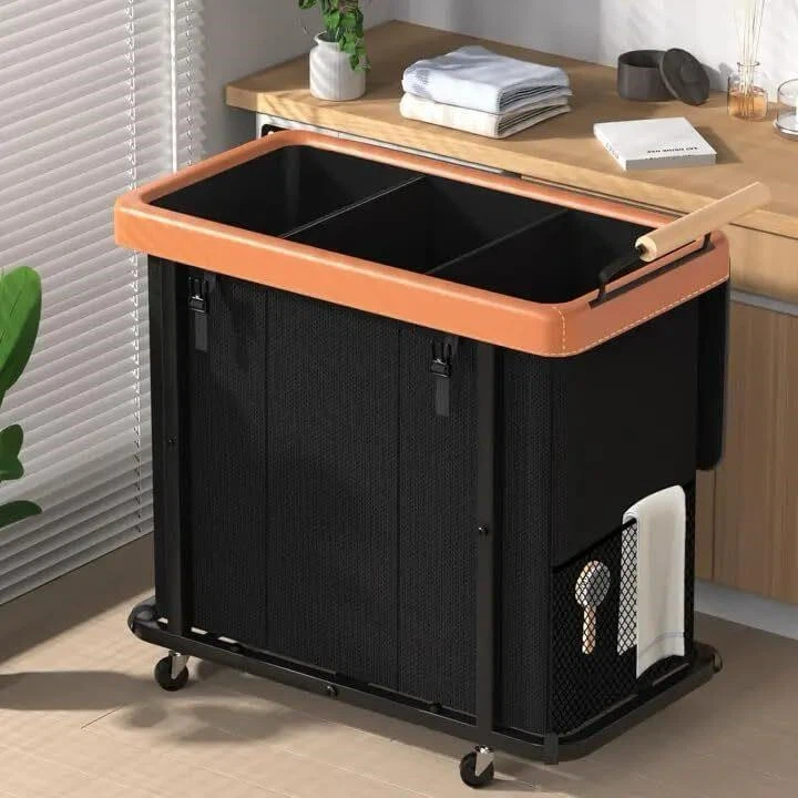230L Large Capacity 3-Section Laundry Sorter Cart