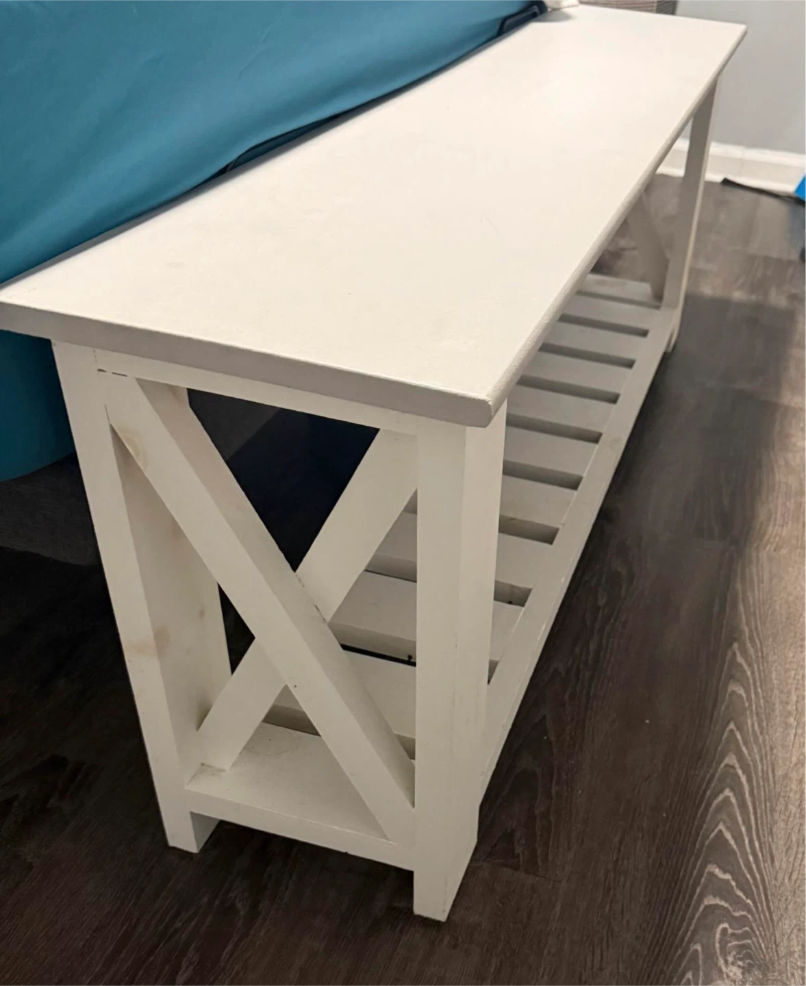 Custom made pine wood White Farmhouse Entryway Bench - photo 2