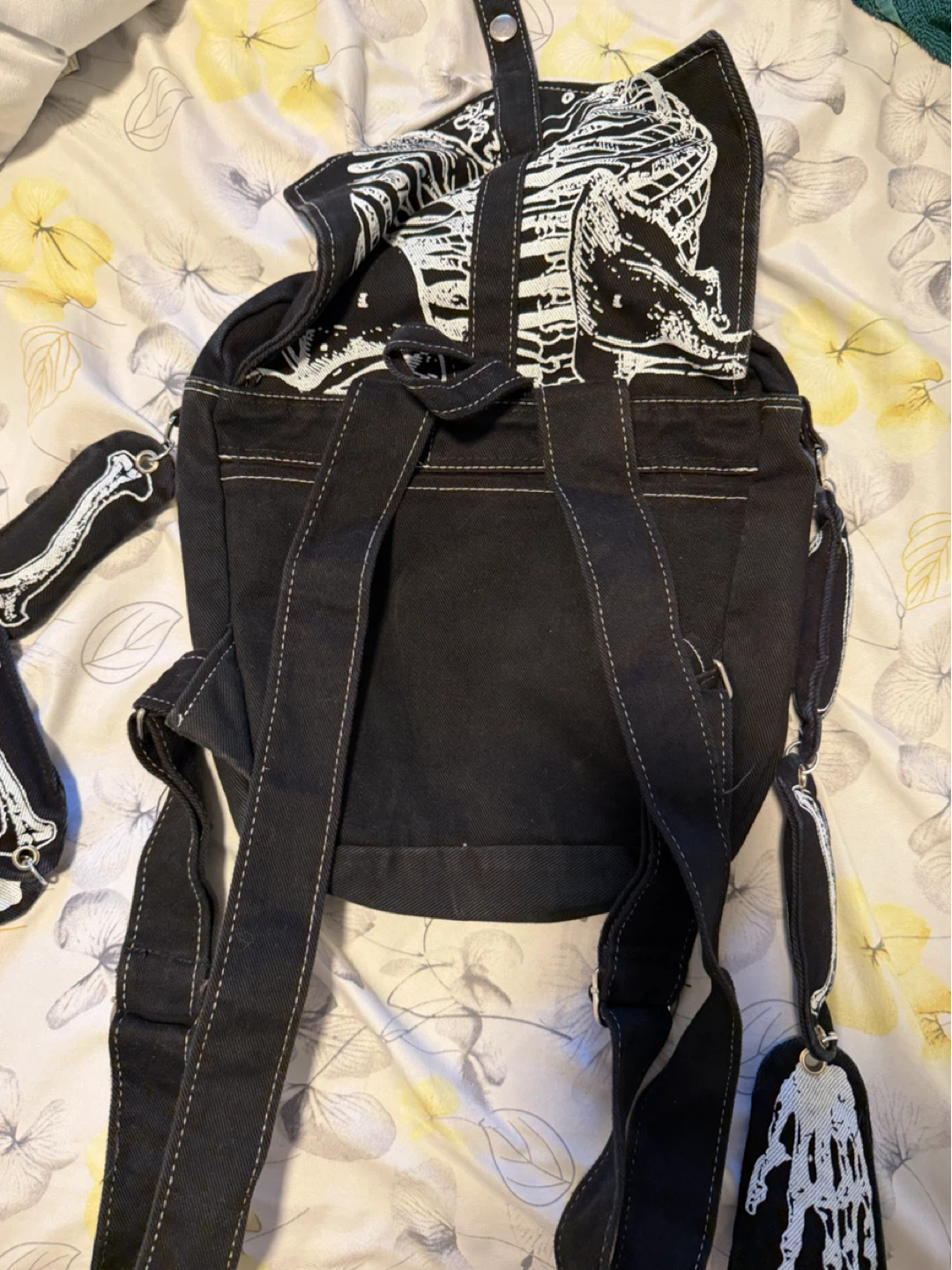 Black Backpack with Skeleton Design - photo 2
