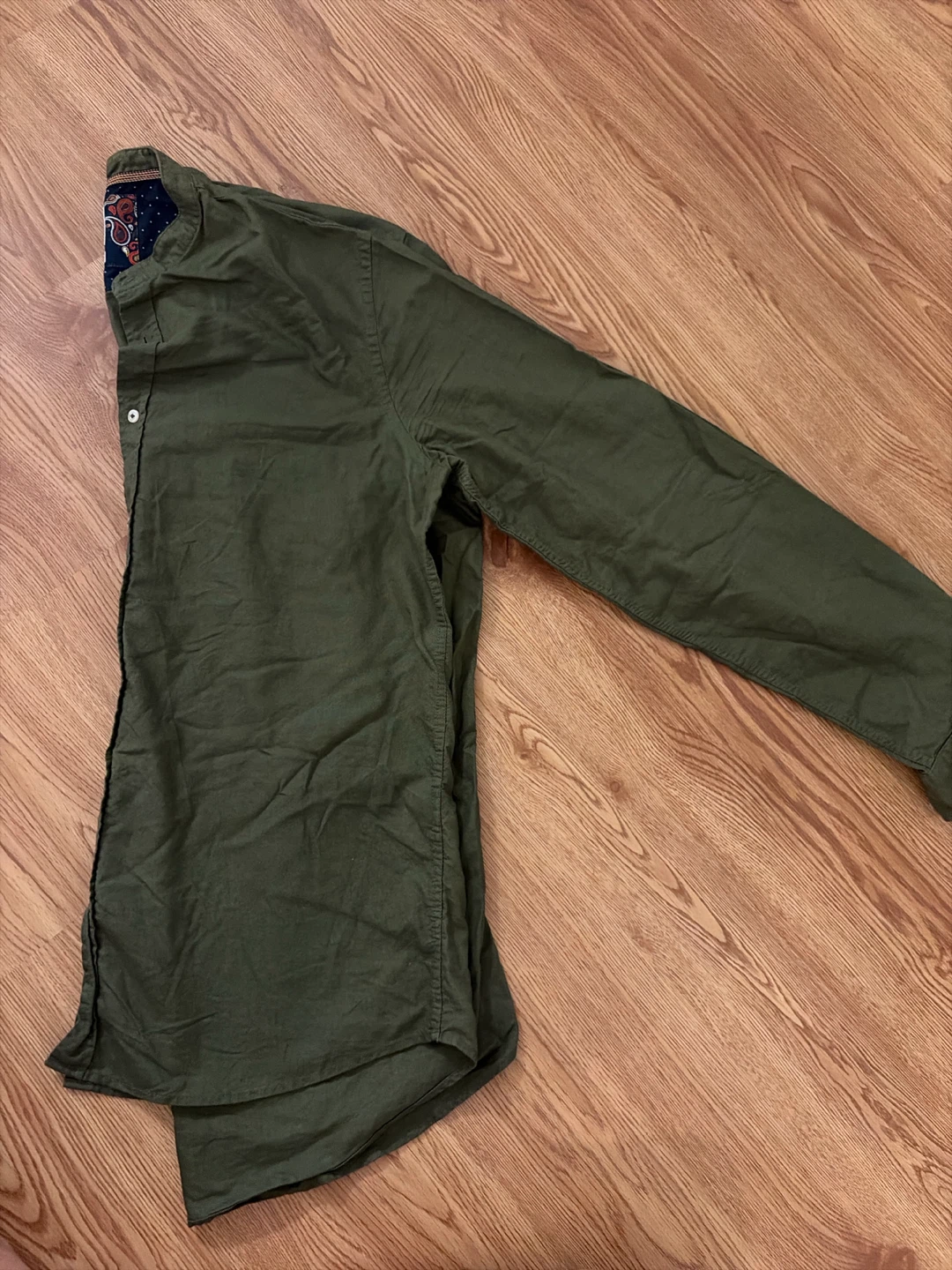 ZARA Relaxed Fit Long Sleeve Shirt - Olive Green, Size L - photo 2