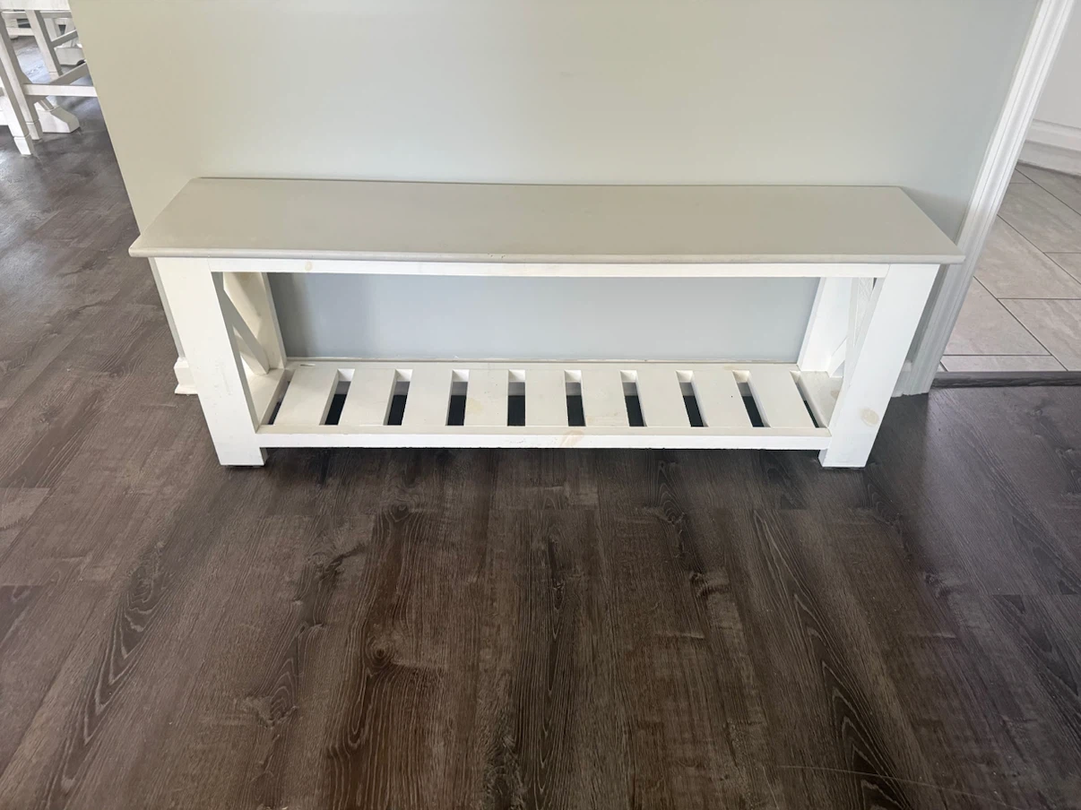 Custom made pine wood White Farmhouse Entryway Bench - photo 4