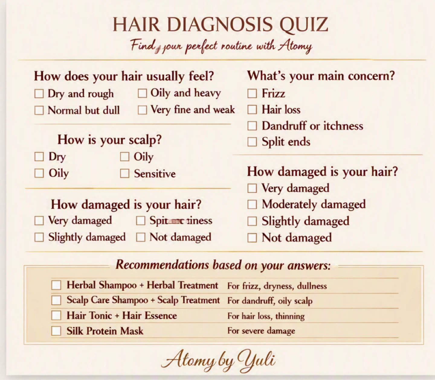 Atomy Hair Diagnosis Quiz Guide