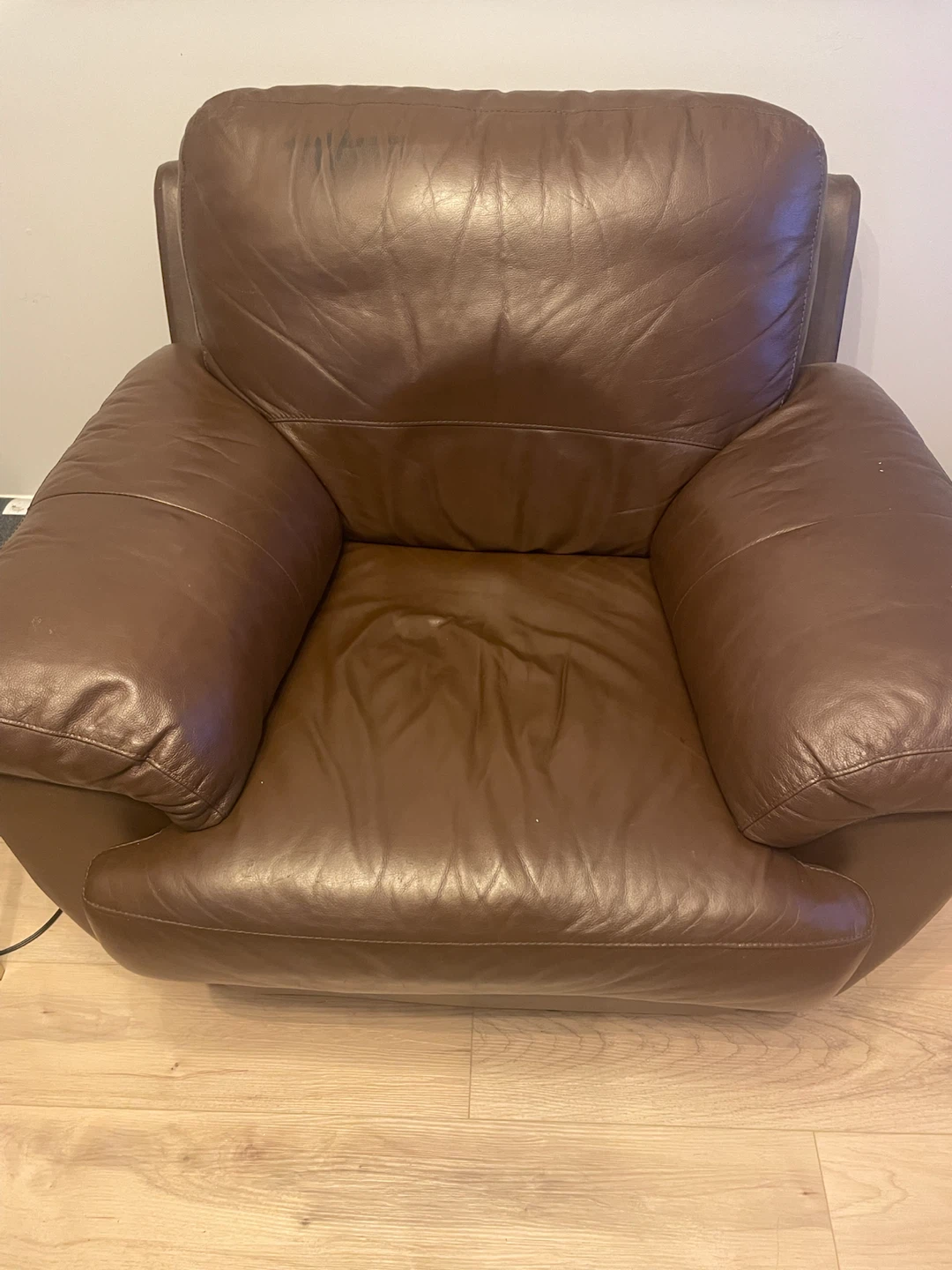 Brown Leather Sofa and Armchair Set