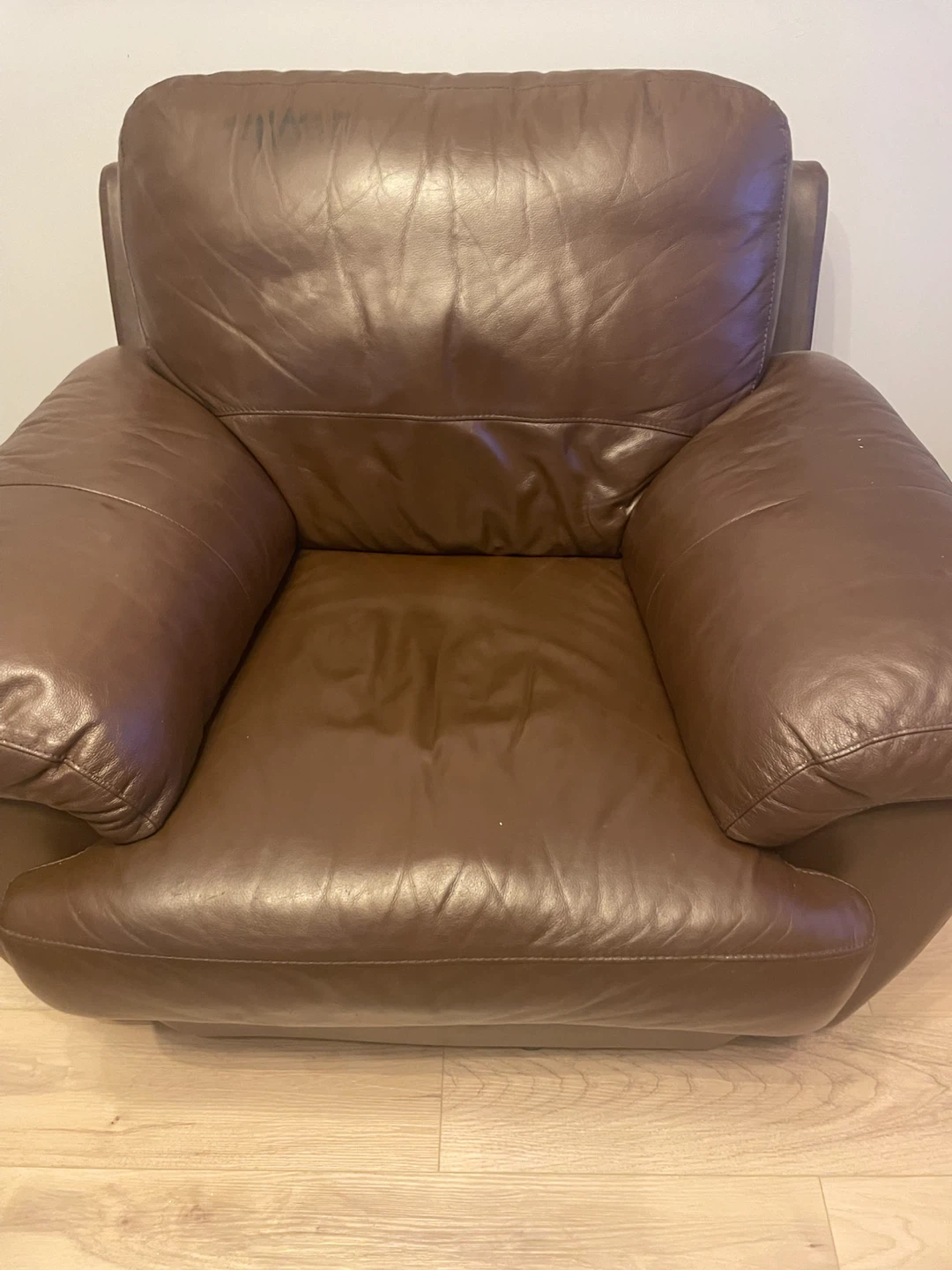 Brown Leather Sofa and Armchair Set - photo 2