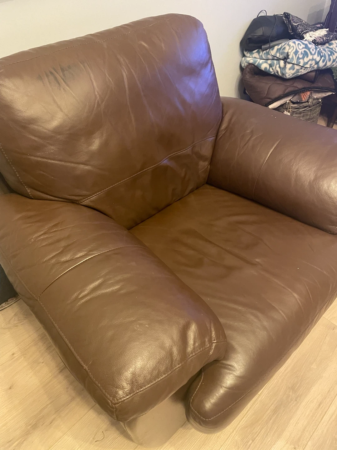 Brown Leather Sofa and Armchair Set - photo 4