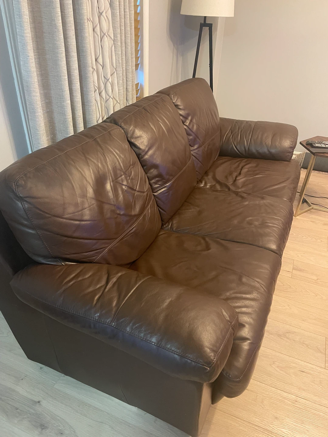 Brown Leather Sofa and Armchair Set - photo 5