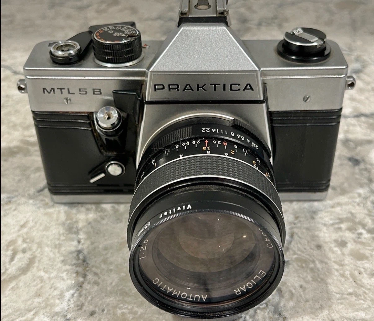 Praktica MTL 5B 35mm Film Camera w/ Elicar 35mm f/2.8 Lens