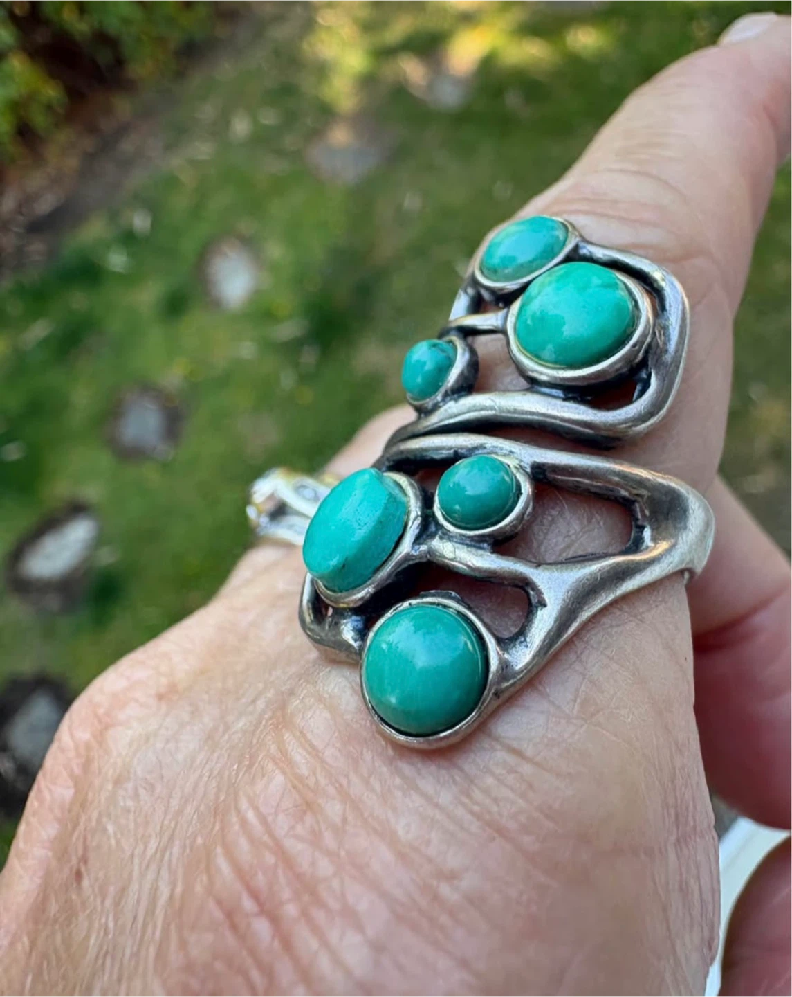 Size 7 Sterling Silver 925 Turquoise Ring - photo 2