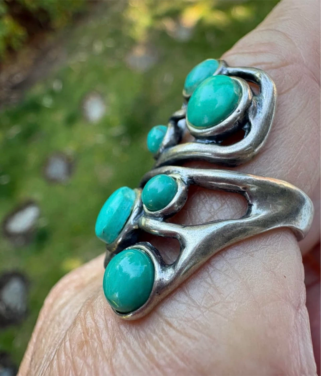 Size 7 Sterling Silver 925 Turquoise Ring - photo 3