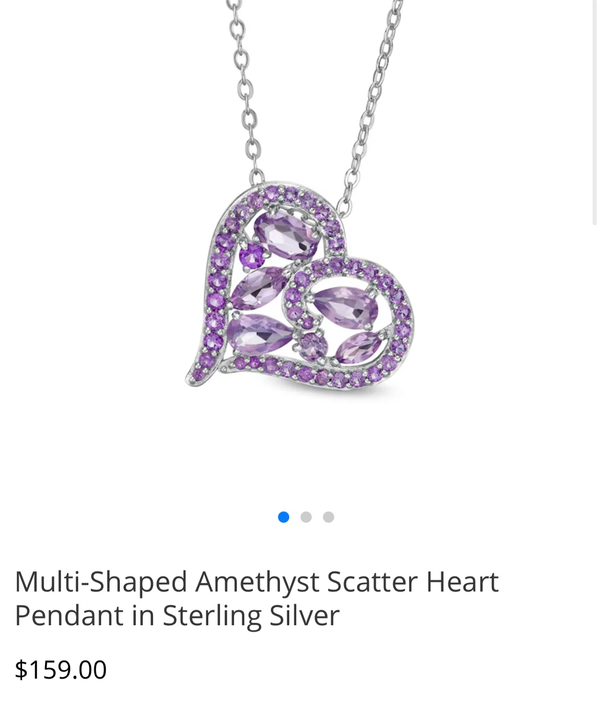 [NEW condition]Sterling Silver Amethyst Heart Pendant Necklace - photo 2