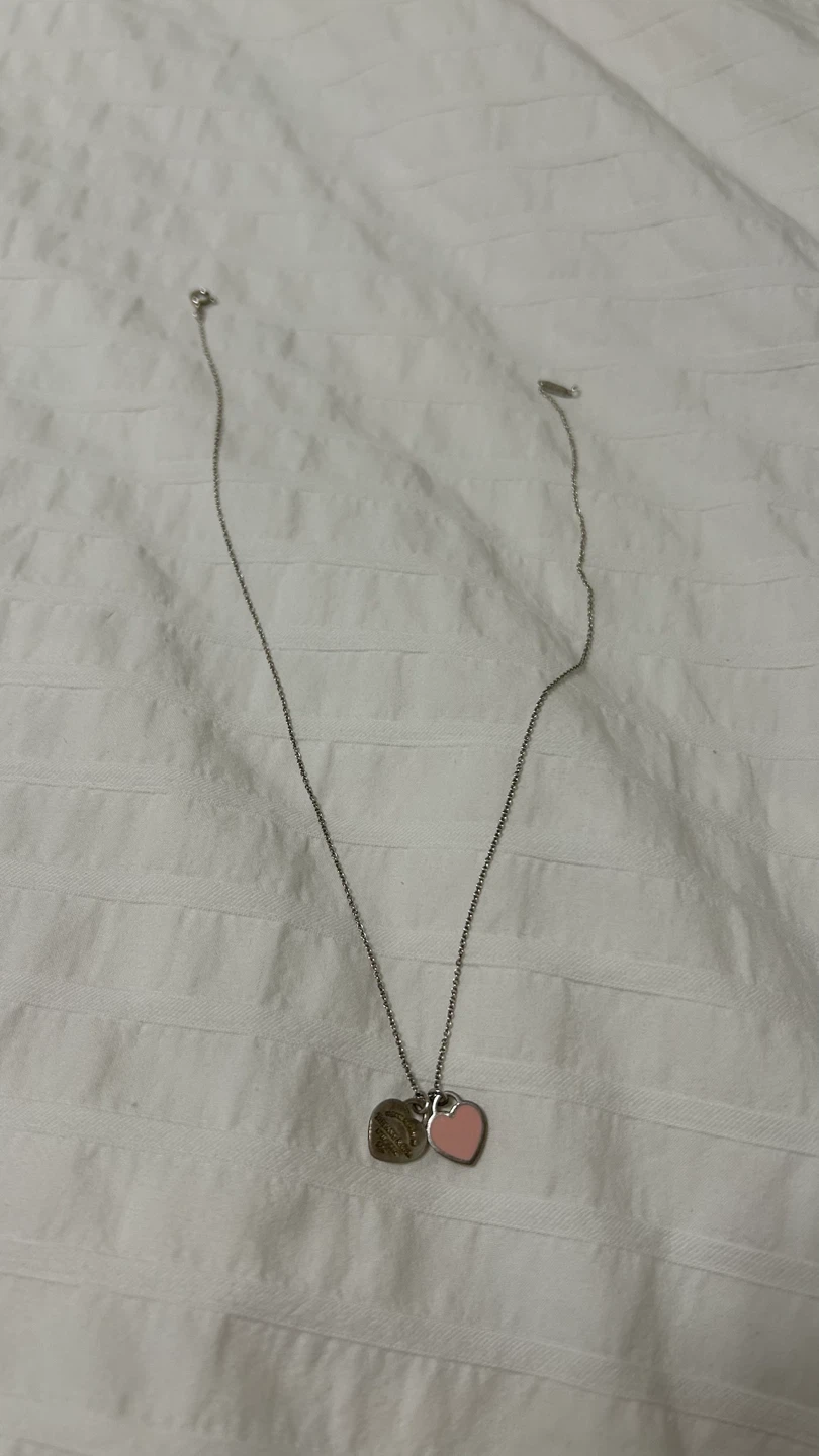 Tiffany&Co Pink Double Heart Tag Pendant