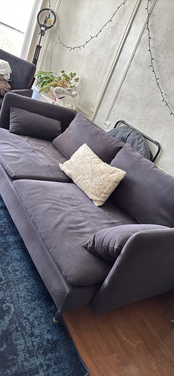 Dark Gray Sofa with Cushions