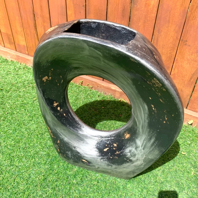 Modern Black & Silver Abstract Vase