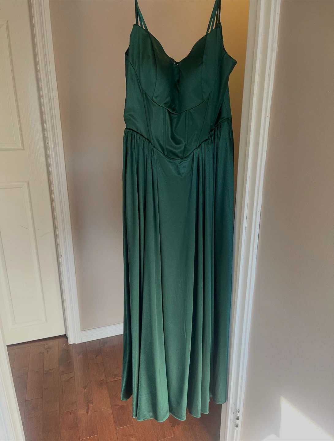 Emerald Green Satin Corset Maxi Dress - photo 3