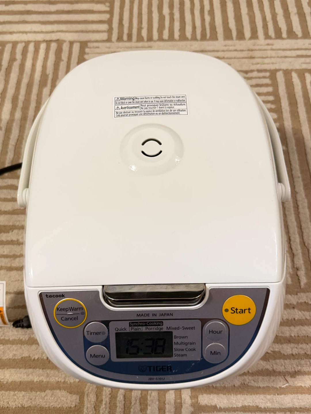 Tiger JBV-S10U Rice Cooker