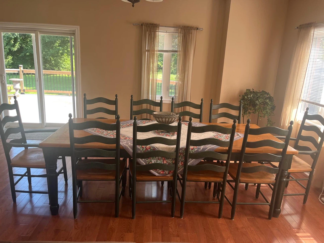 Farmhouse Dining Table with 10 Chairs