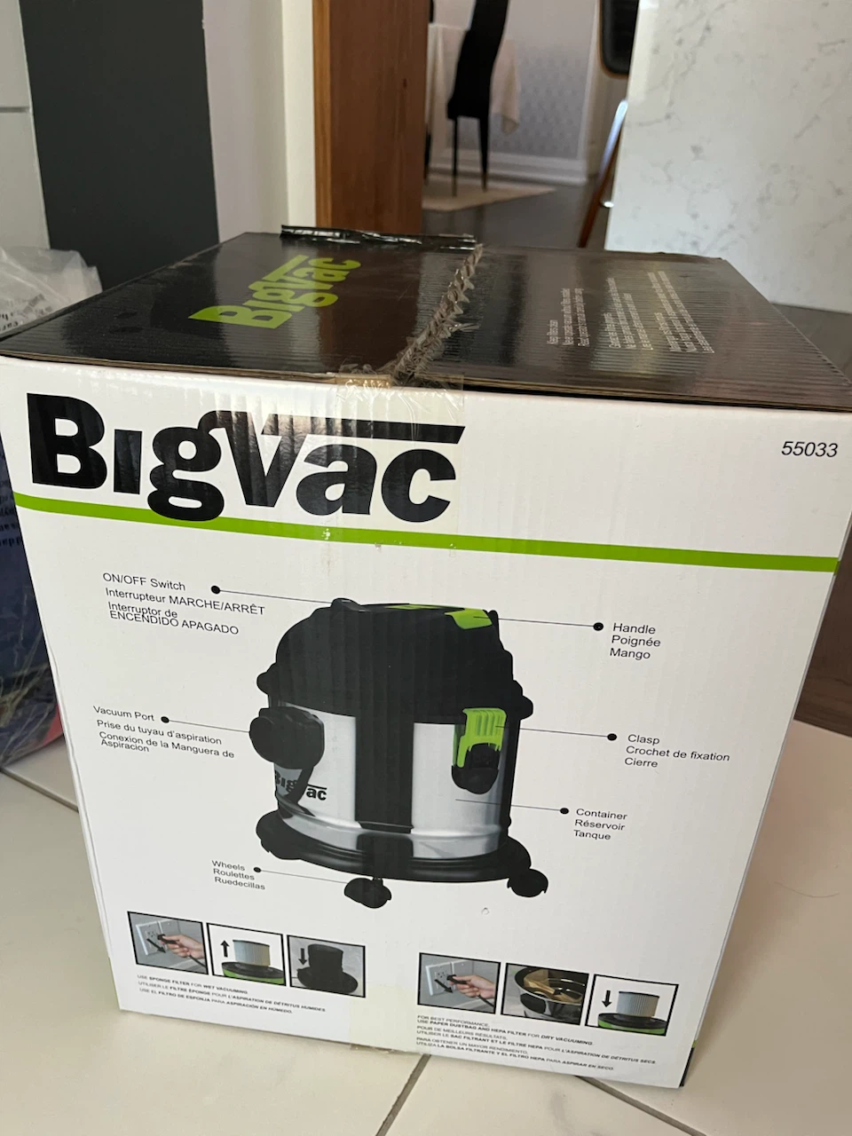 BNIB BigVac Wet/Dry Stainless Steel Vacuum