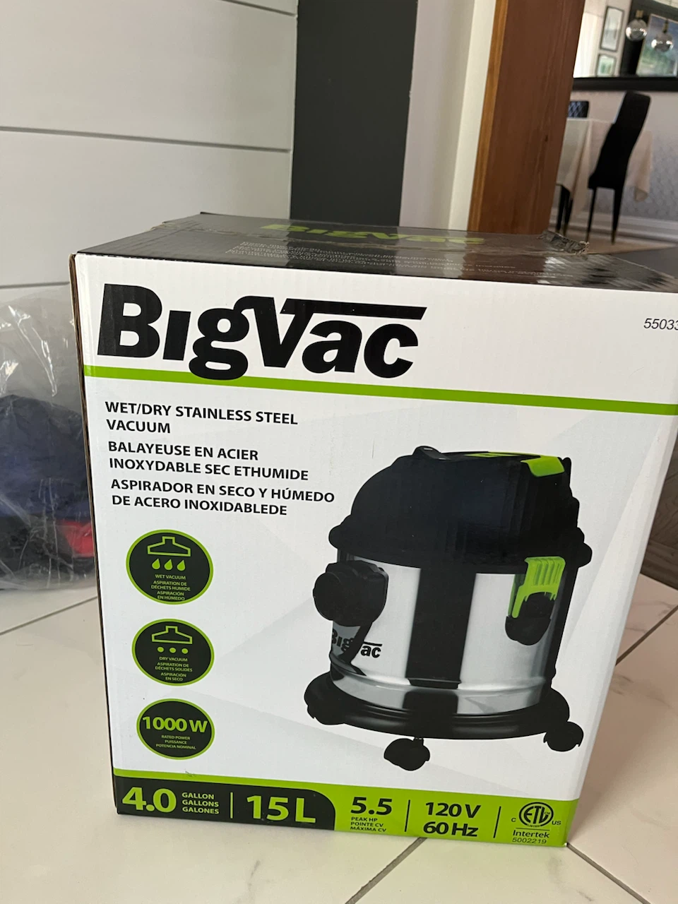 BNIB BigVac Wet/Dry Stainless Steel Vacuum - photo 3
