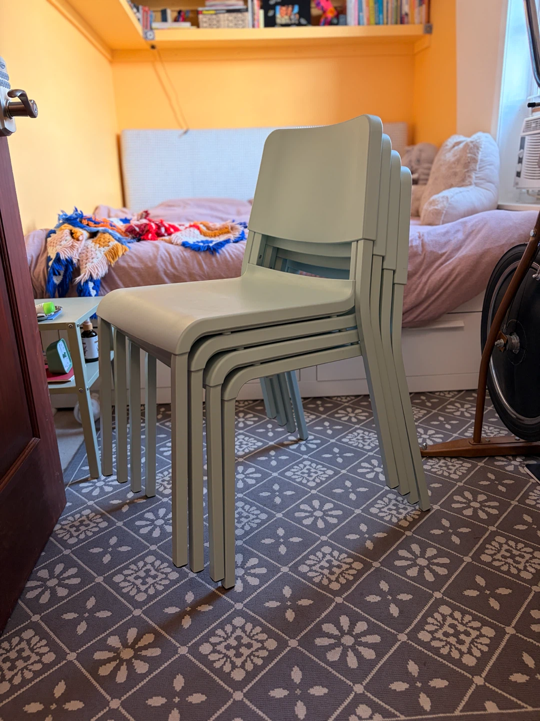 4 Stacking IKEA TEODORES Chairs - light turquoise