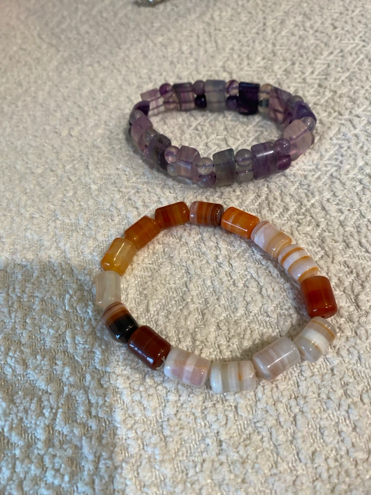 Two Colorful Bracelets Stretchy Band Stone Beads
