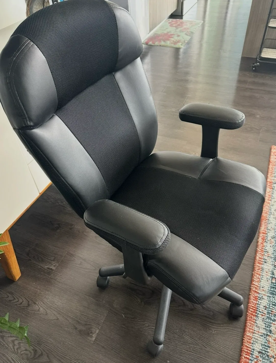 Black Office Chair with Padded Armrests