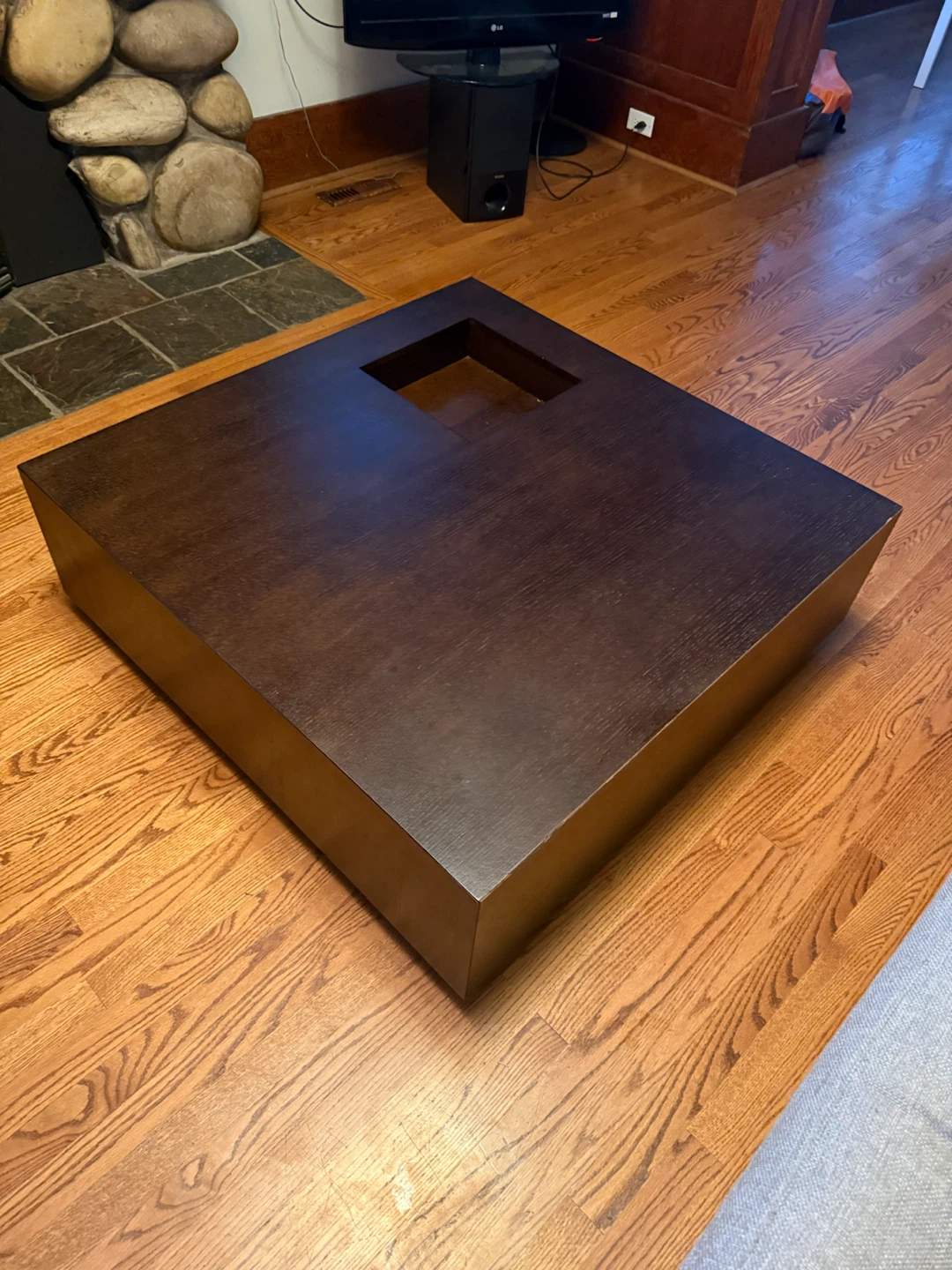 Dark Wood Coffee Table with Storage Drawer