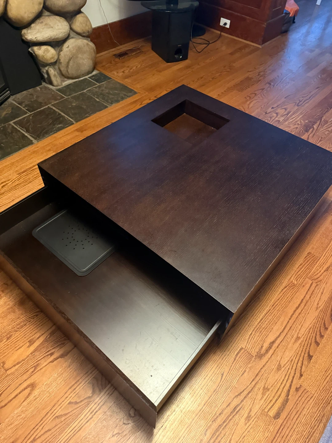 Dark Wood Coffee Table with Storage Drawer - photo 2