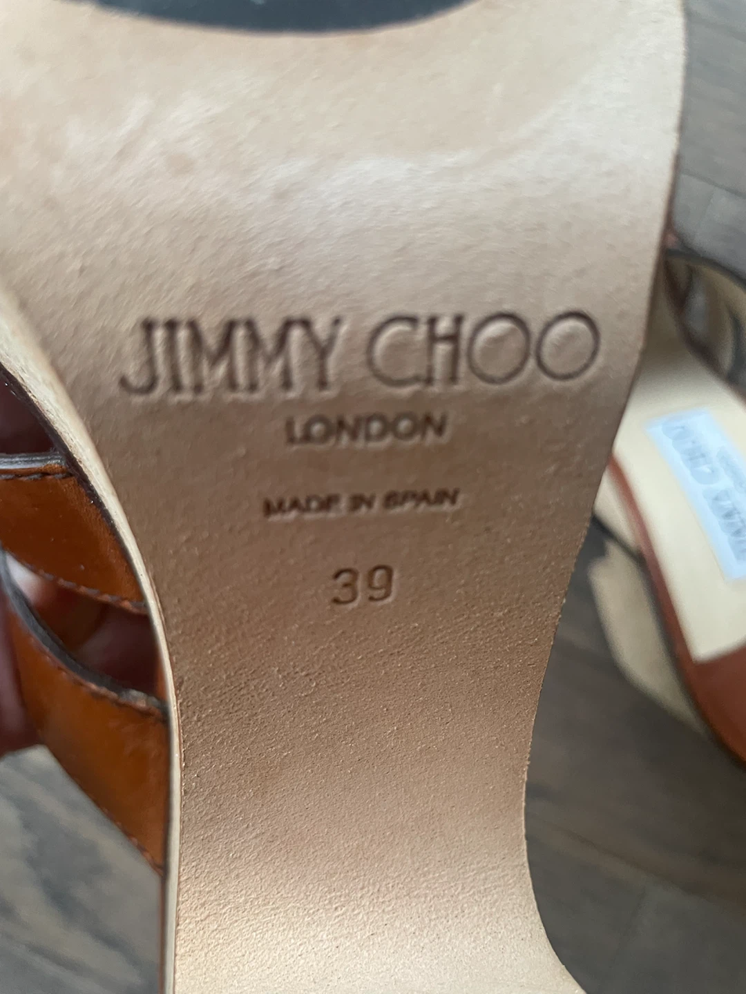 Jimmy Choo Tan Leather Cork Wedge Sandals - photo 4