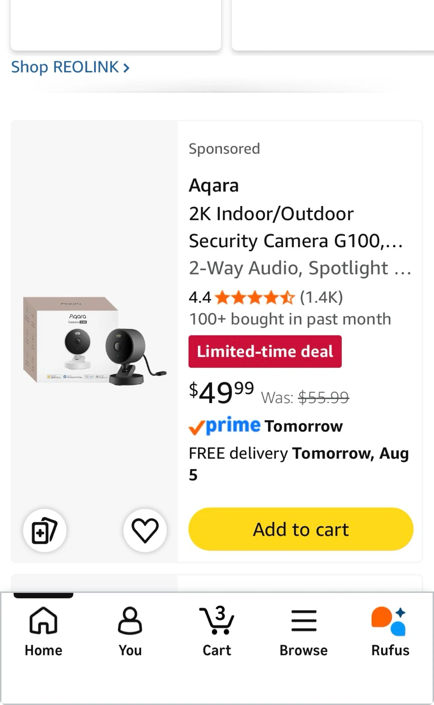 Aqara 2K Indoor/Outdoor Security Camera G100
