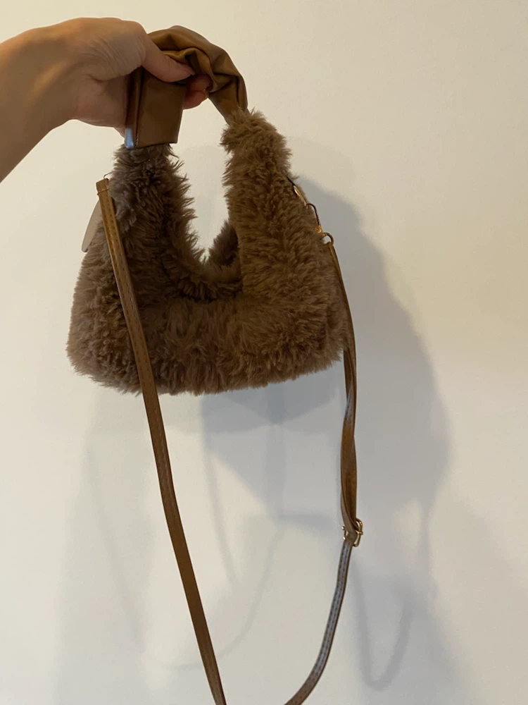 Soft Brown Plush Fur Purse Bag Crossbody - photo 2