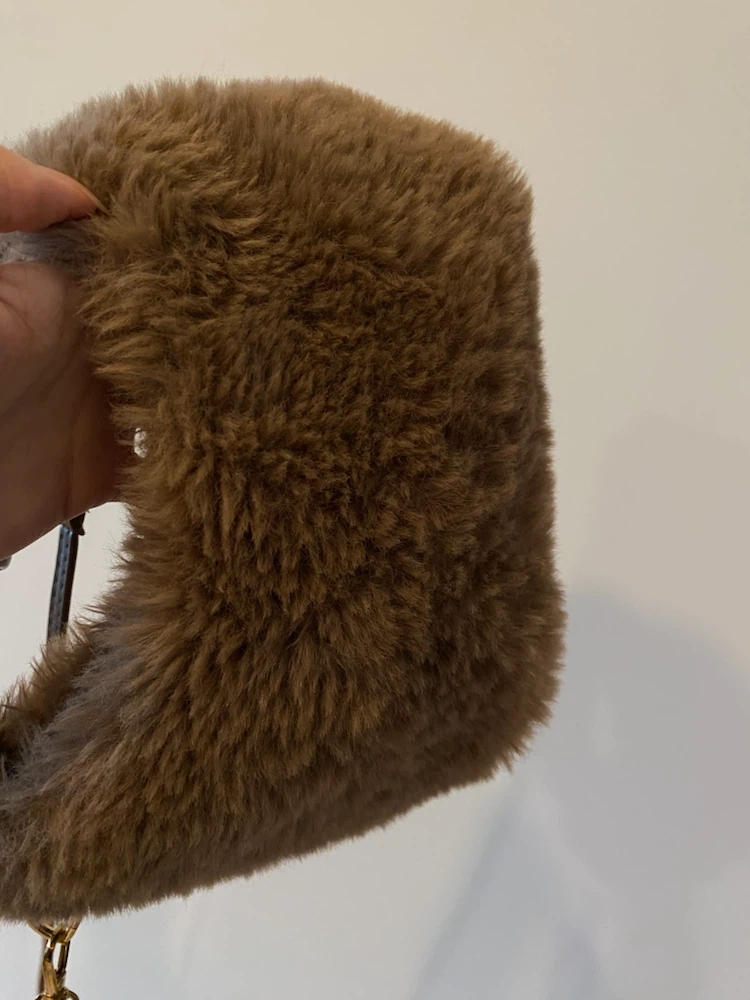 Soft Brown Plush Fur Purse Bag Crossbody - photo 3