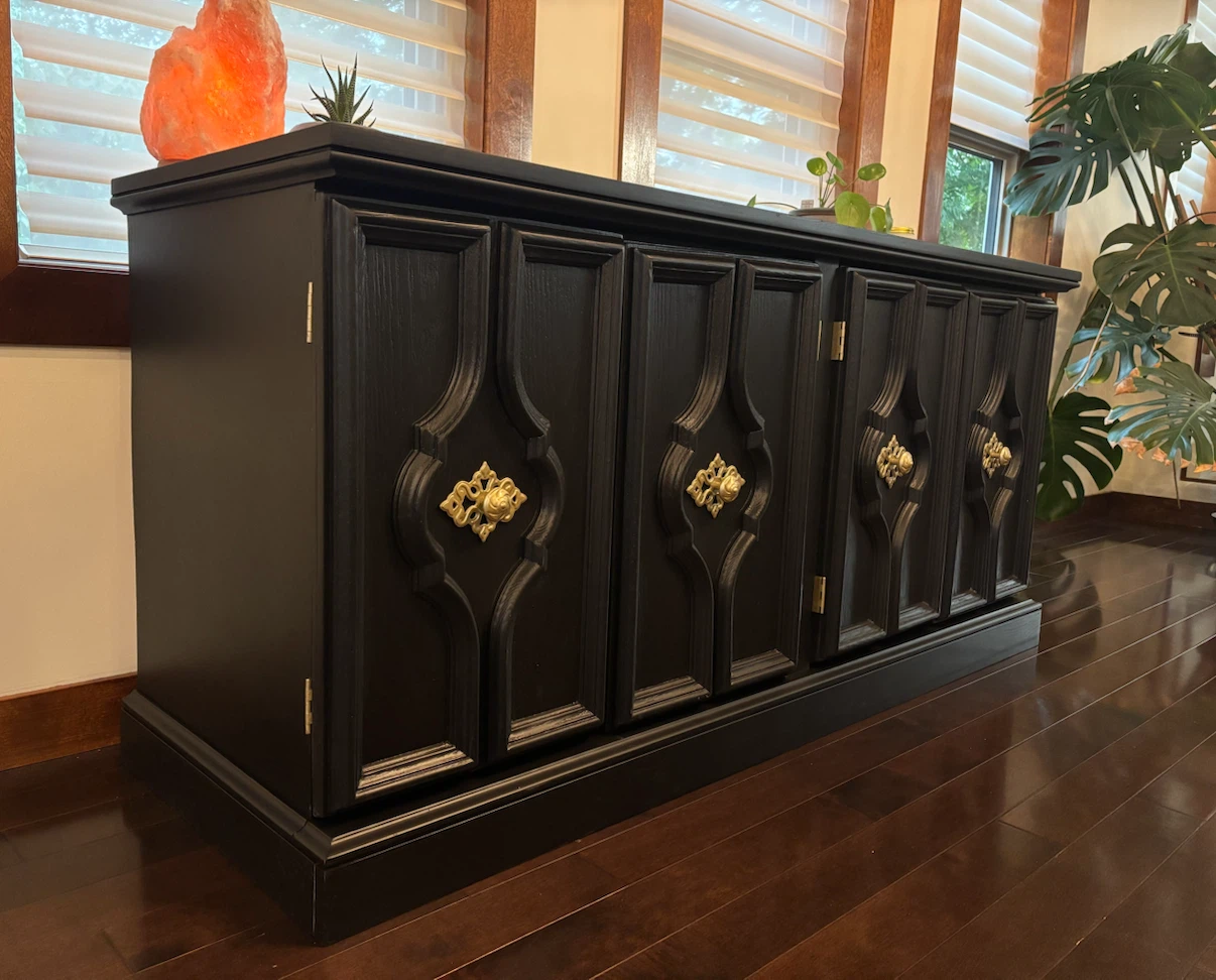 Refinished Vintage Black Credenza / Sideboard - photo 2