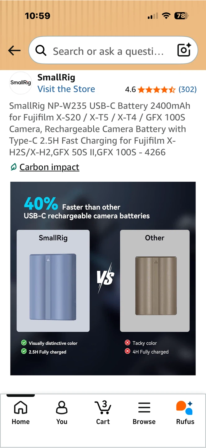SmallRig NP-W235 USB-C Battery 2400mAh - photo 3